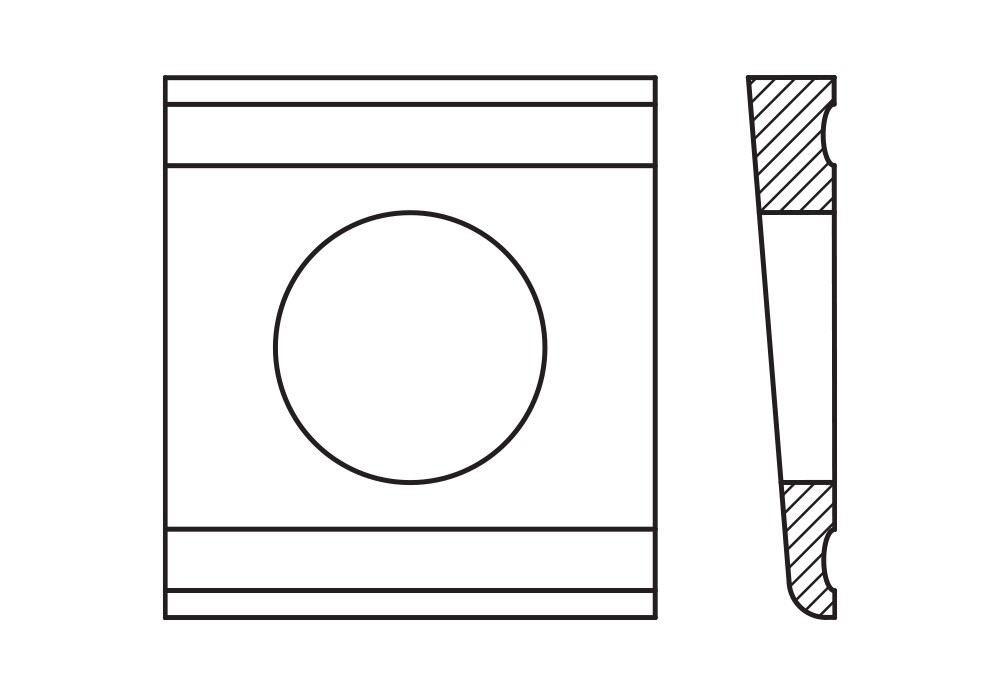 DIN 434 ZP, Arandela en cuña en acabado zincado para vigas U con inclinación del 8%