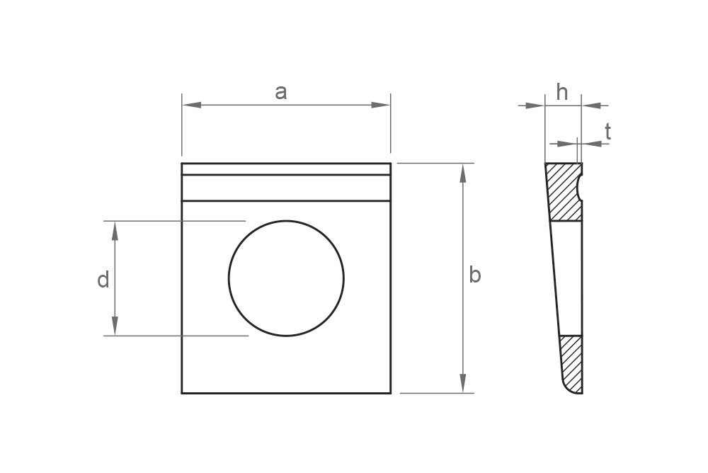 DIN 435, Arandela en cuña para vigas U con inclinación del 14%