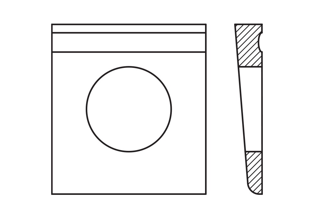 DIN 435, Arandela en cuña para vigas U con inclinación del 14%