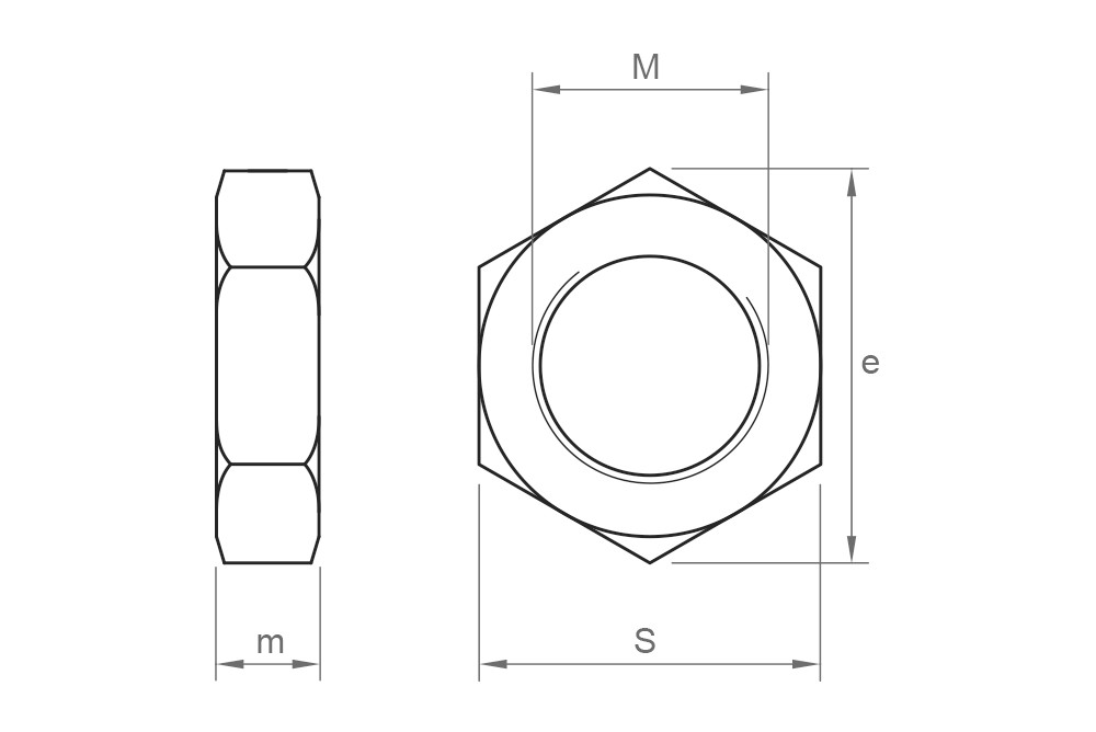 DIN 439 A2, Contratuerca en acero inoxidable A2