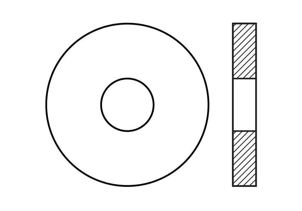 DIN 440 ZP ~ ISO 7094, Arandela con ala ancha, forma en 