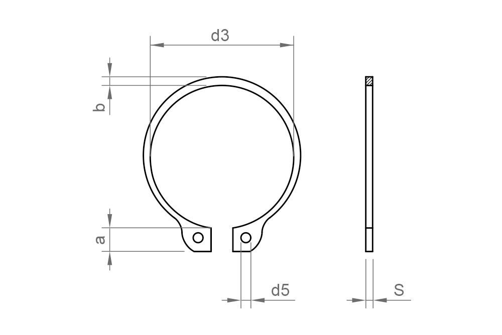 DIN 471 AISI 420, Anillo elástico para eje en acero inoxidable AISI 420