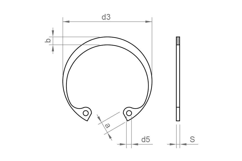 DIN 472 AISI 420, Anillo elástico para agujero en acero inoxidable AISI 420