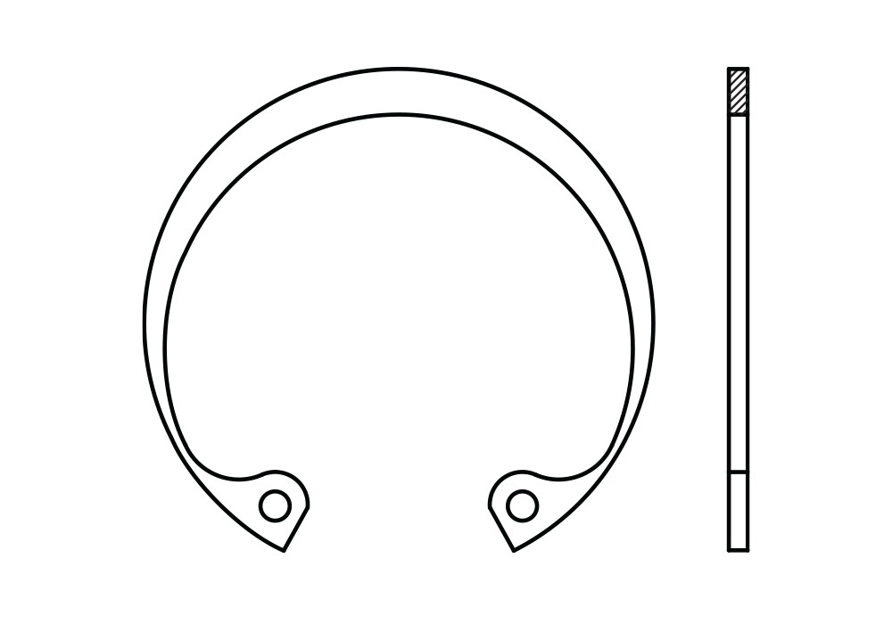 DIN 472 AISI 420, Anillo elástico para agujero en acero inoxidable AISI 420