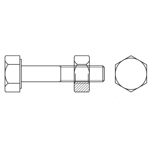 EN 15048 8.8 ZP - SET 4014+4032, (ISO 4014 + ISO 4032) Set de tornillería estructural de alta resistencia para uniones sin precarga con marcado CE, acabado zincado y calidad 8.8