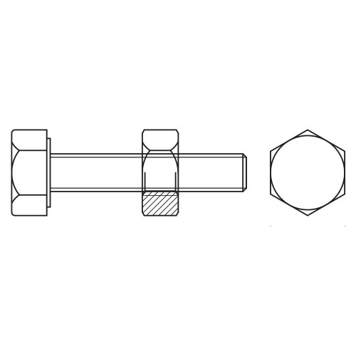 EN 15048 8.8 HDG - SET 4017+4032, (ISO 4017 + ISO 4032) Set de tornillería estructural de alta resistencia para uniones sin precarga con marcado CE, acabado galvanizado en caliente y calidad 8.8
