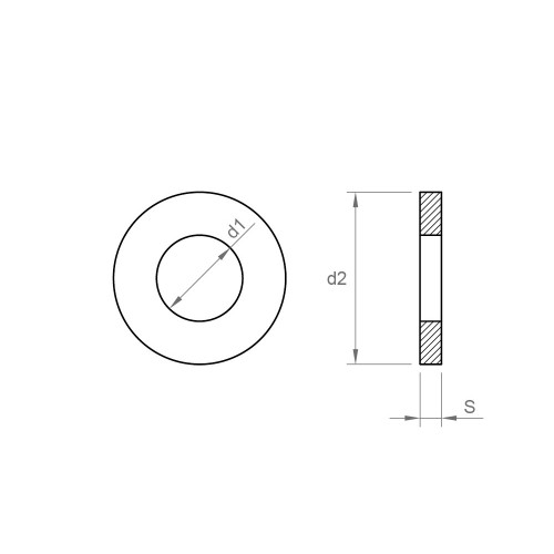 NFE 25514 [M] A4, Arandela plana moyenne [M] en acero inoxidable A4