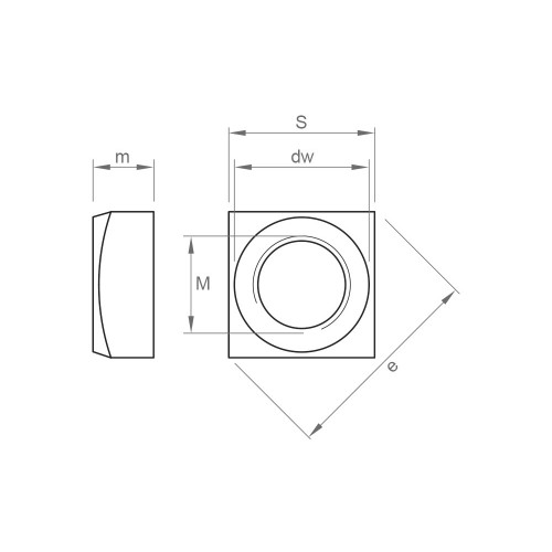 DIN 557 A2, Tuerca cuadrada en acero inoxidable A2