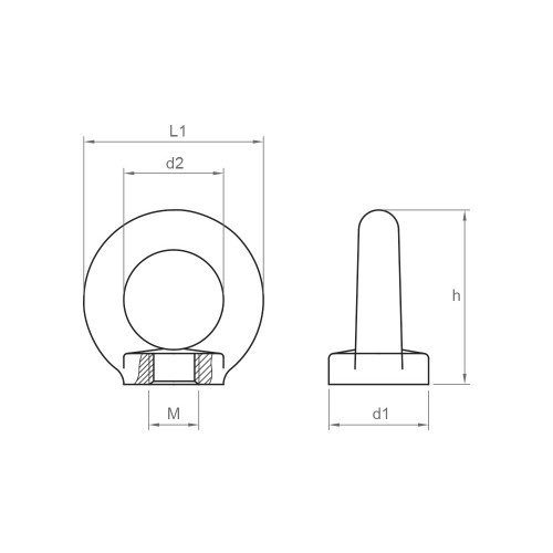 ART. 582 A2, Cáncamo hembra D-582 en acero inoxidable A2