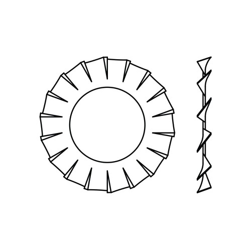 DIN 6798 A A2, Arandela dentada exterior con forma 
