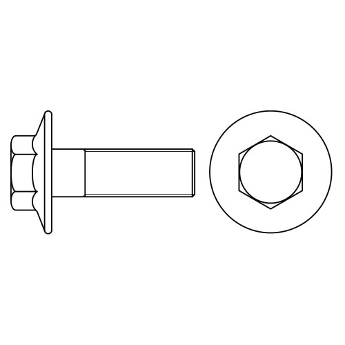 DIN 6921 8.8 ZP ~ ISO 1665, Tornillo hexagonal con collar grafilado en acabado zincado y calidad 8.8
