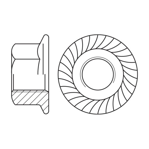 DIN 6923 A4, Tuerca brida grafilada con balona en acero inoxidable A4