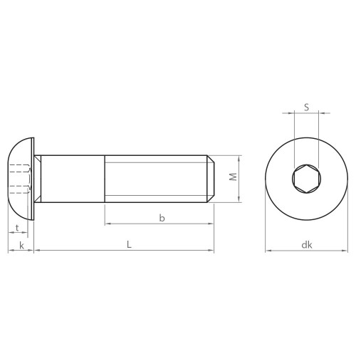 ISO 7380-1 A4 ~ ISO 7380, Tornillo allen con cabeza redonda en acero inoxidable A4