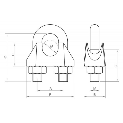 DIN 741 A4, Sujetacable en acero inoxidable A4