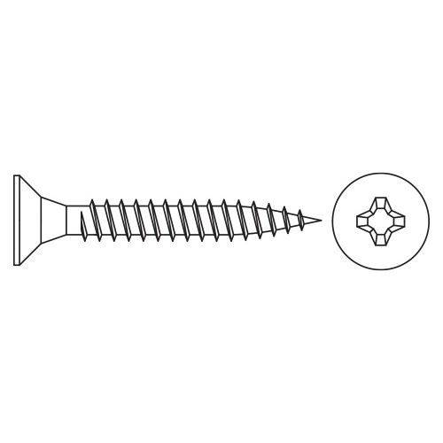 DIN 7505-A A2, Tirafondo para madera con cabeza avellanada y huella PZ en acero inoxidable A2