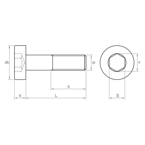DIN 7984 8.8 BL, Tornillo allen de cabeza baja en acabado negro y calidad 8.8