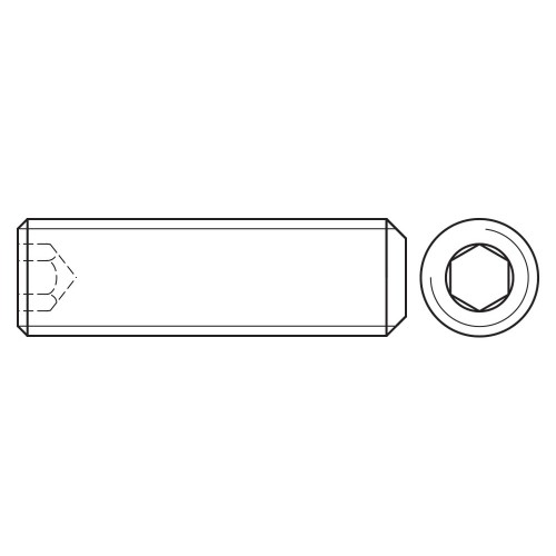 DIN 913 A2 ~ ISO 4026, Espárrago allen con punta plana en acero inoxidable A2