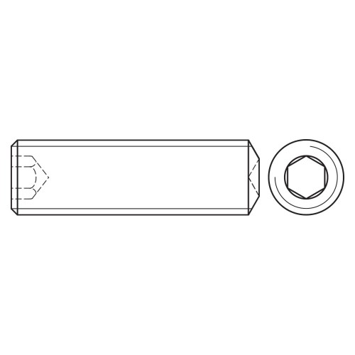 DIN 916 A2 ~ ISO 4029, Espárrago allen con punta filo anular en acero inoxidable A2