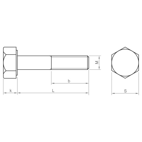 DIN 931 A2 ~ ISO 4014, Tornillo hexagonal con media rosca en acero inoxidable A2