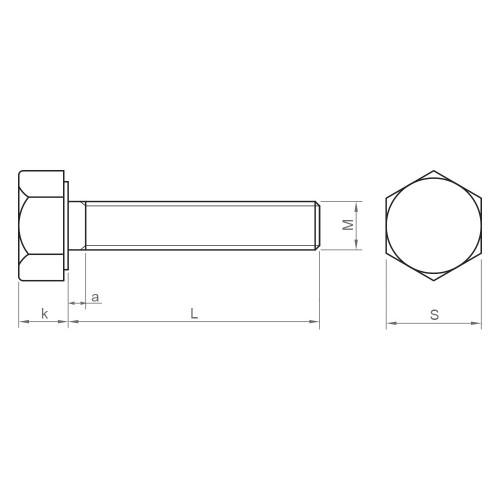 DIN 933 BR ~ ISO 4017, Tornillo hexagonal con rosca total de latón