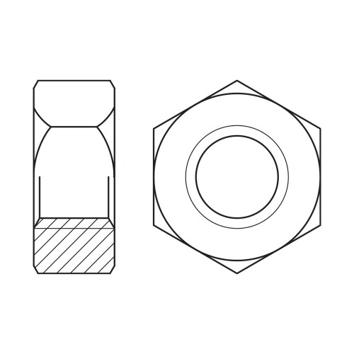 DIN 934 LEFT ~ ISO 4032, Tuerca hexagonal con rosca izquierda