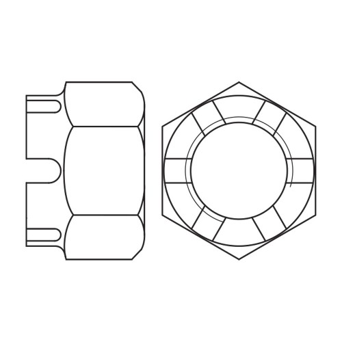 DIN 935.8 BL ~ ISO 7035, Tuerca almenada en acabado negro y calidad 8