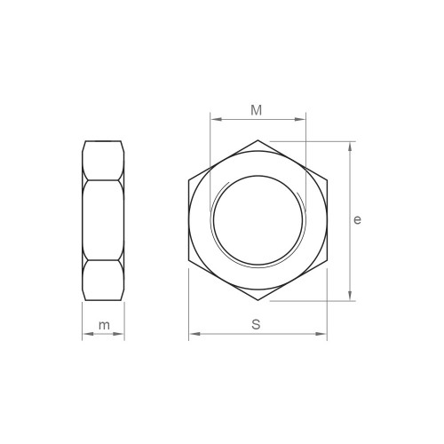 DIN 936 ZP ~ ISO 4035, Contratuerca hexagonal en acabado zincado