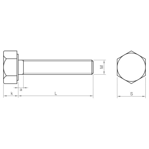 DIN 961 8.8 BL ~ ISO 8676, Tornillo hexagonal con rosca completa en acabado negro y calidad 8.8