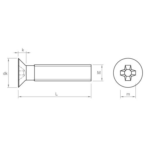 DIN 965 A4 ~ ISO 7046, Tornillo con cabeza avellanada y huella PH en acero inoxidable A4