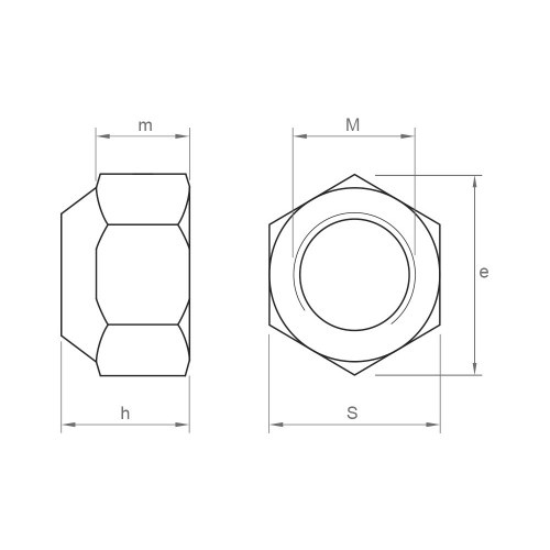 DIN 982 A2 ~ ISO 7040, Tuerca hexagonal autoblocante alta en acero inoxidable A2