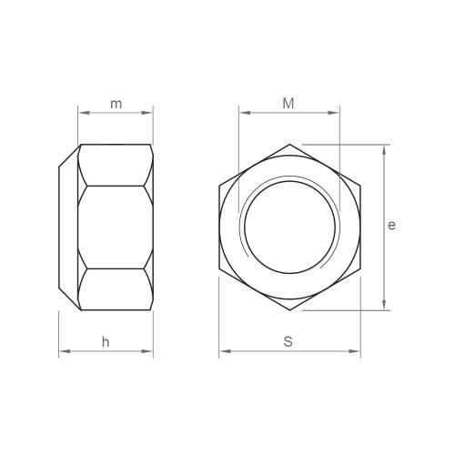 DIN 985 A2 ~ ISO 10511, Tuerca hexagonal autoblocante en acero inoxidable A2