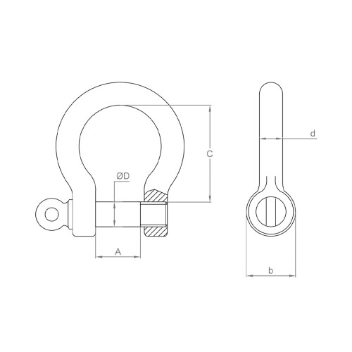 BOW-SHA A4, Grillete lira en acero inoxidable A4
