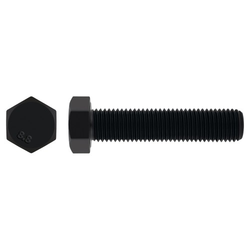 DIN 933 8.8 BL ~ ISO 4017, Tornillo hexagonal con rosca total en acabado negro y calidad 8.8