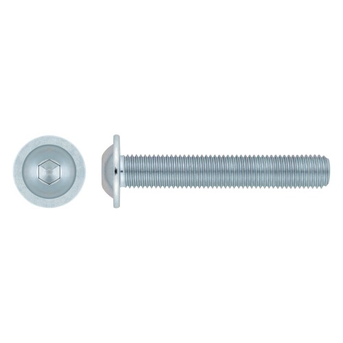 ISO 7380-2 10.9 ZP ~ ISO 7380, Tornillo allen de cabeza redonda con arandela incorporada, acabado zincado y calidad 10.9