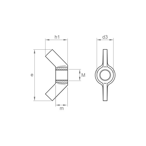 WING NUT A4, Tuerca mariposa en acero inoxidable A4