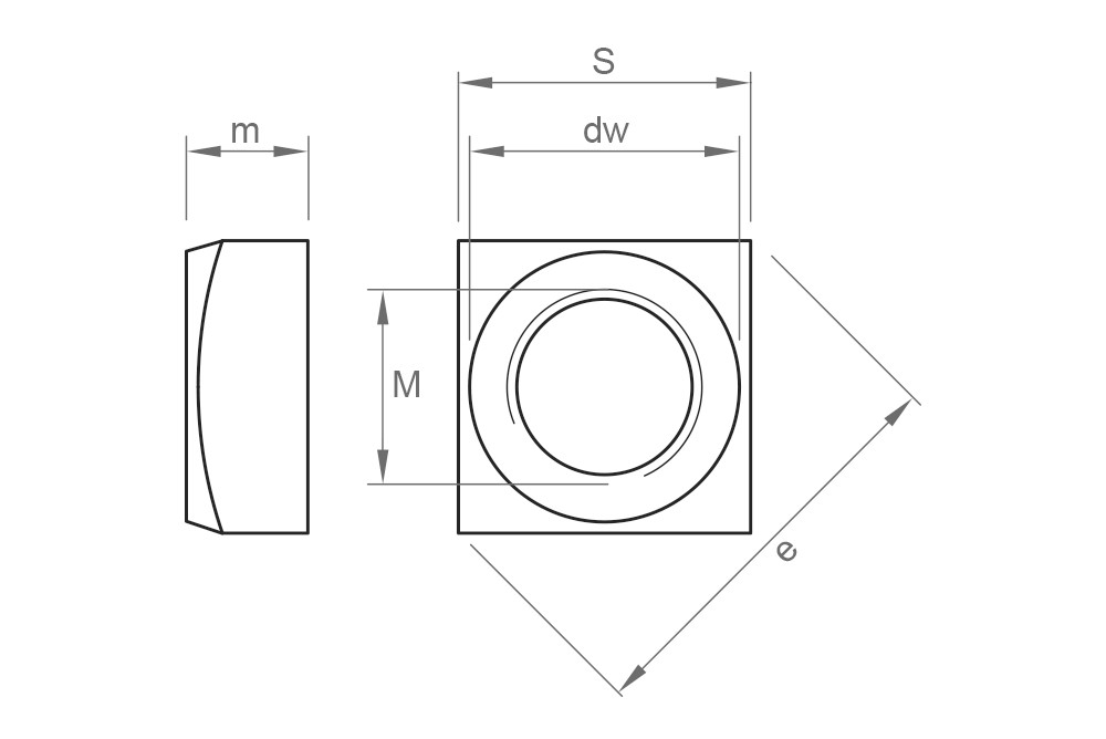 DIN 557 ZP, Tuerca cuadrada en acabado zincado