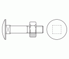 DIN 603-934 ZP ~ ISO 8677/4032, Tornillo carrocero de baja resistencia con cabeza redonda y cuello cuadrado que incorpora tuerca. Su acabado es zincado