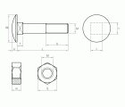 DIN 603-934 ZP ~ ISO 8677/4032, Tornillo carrocero de baja resistencia con cabeza redonda y cuello cuadrado que incorpora tuerca. Su acabado es zincado