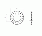 DIN 6798 A A2, Arandela dentada exterior con forma 