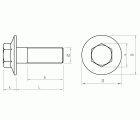 DIN 6921 8.8 ZP ~ ISO 1665, Tornillo hexagonal con collar grafilado en acabado zincado y calidad 8.8