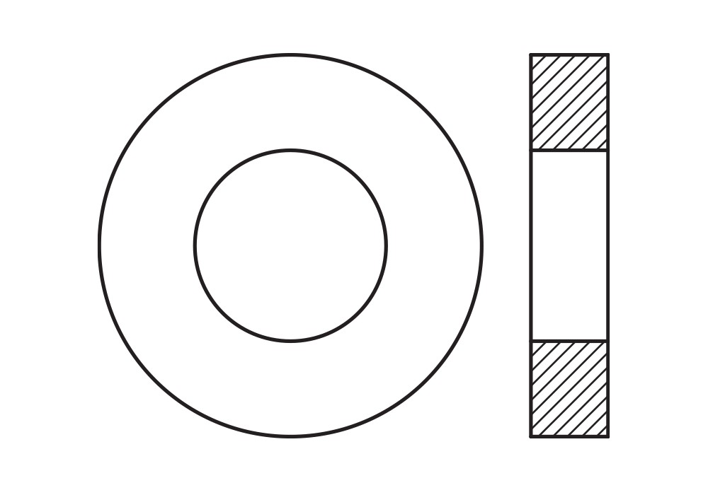 DIN 7349, Arandela plana para tornillos con pasador elástico