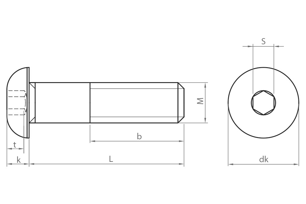 ISO 7380-1 10.9 ZP ~ ISO 7380, Tornillo allen de cabeza redonda en acabado zincado y calidad 10.9