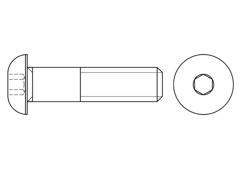 ISO 7380-1 10.9 ZP ~ ISO 7380, Tornillo allen de cabeza redonda en acabado zincado y calidad 10.9