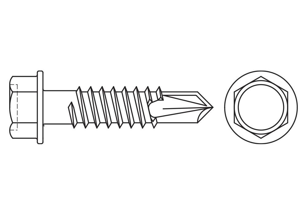 DIN 7504-K A2, Tornillo autotaladrante con punta broca, cabeza hexagonal y arandela estampada en acero inoxidable A2