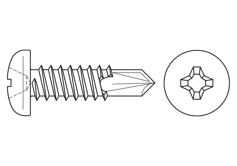 DIN 7504-N ZP, Tornillo autotaladrante con punta broca, cabeza alomada y huella PH en acabado zincado