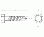 DIN 7504-K A2, Tornillo autotaladrante con punta broca, cabeza hexagonal y arandela estampada en acero inoxidable A2