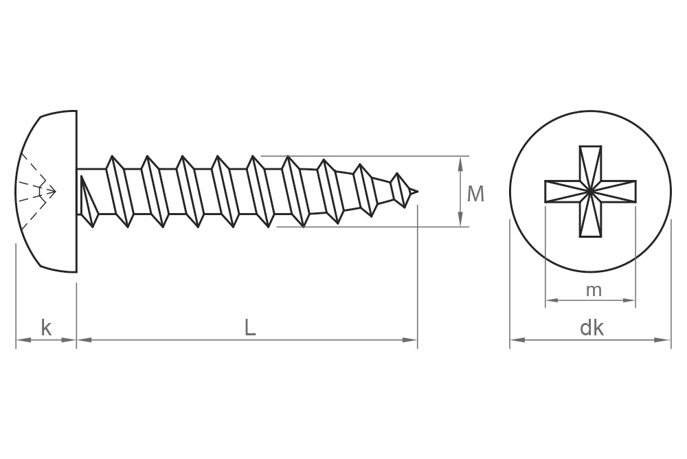 DIN 7981 C-H ZP ~ ISO 7049, Tornillo rosca chapa con cabeza alomada y huella PH en acabado zincado