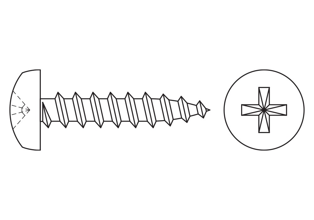 DIN 7981 C-H ZP ~ ISO 7049, Tornillo rosca chapa con cabeza alomada y huella PH en acabado zincado