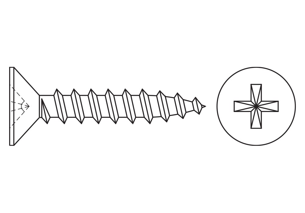 DIN 7982 C-H ZP ~ ISO 7050, Tornillo rosca chapa con cabeza avellanada y huella PH en acabado zincado
