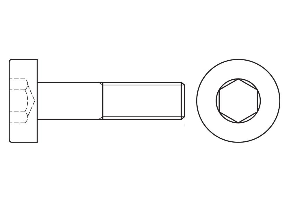 DIN 7984 8.8 BL, Tornillo allen de cabeza baja en acabado negro y calidad 8.8
